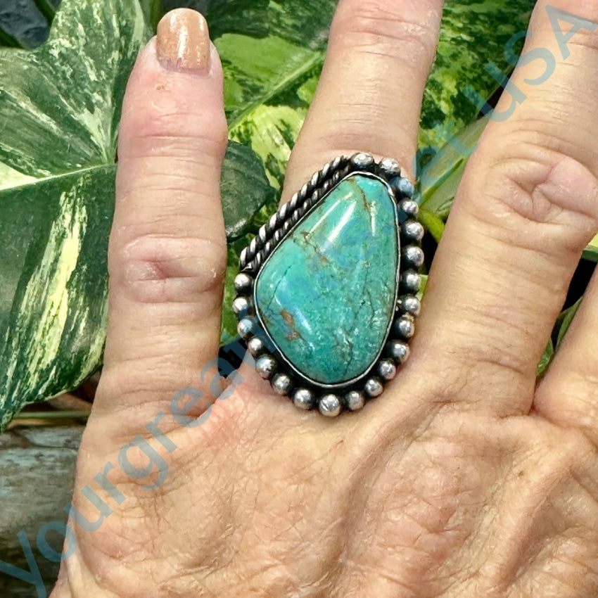 Vintage Navajo Sterling Silver Turquoise Ring Size 7