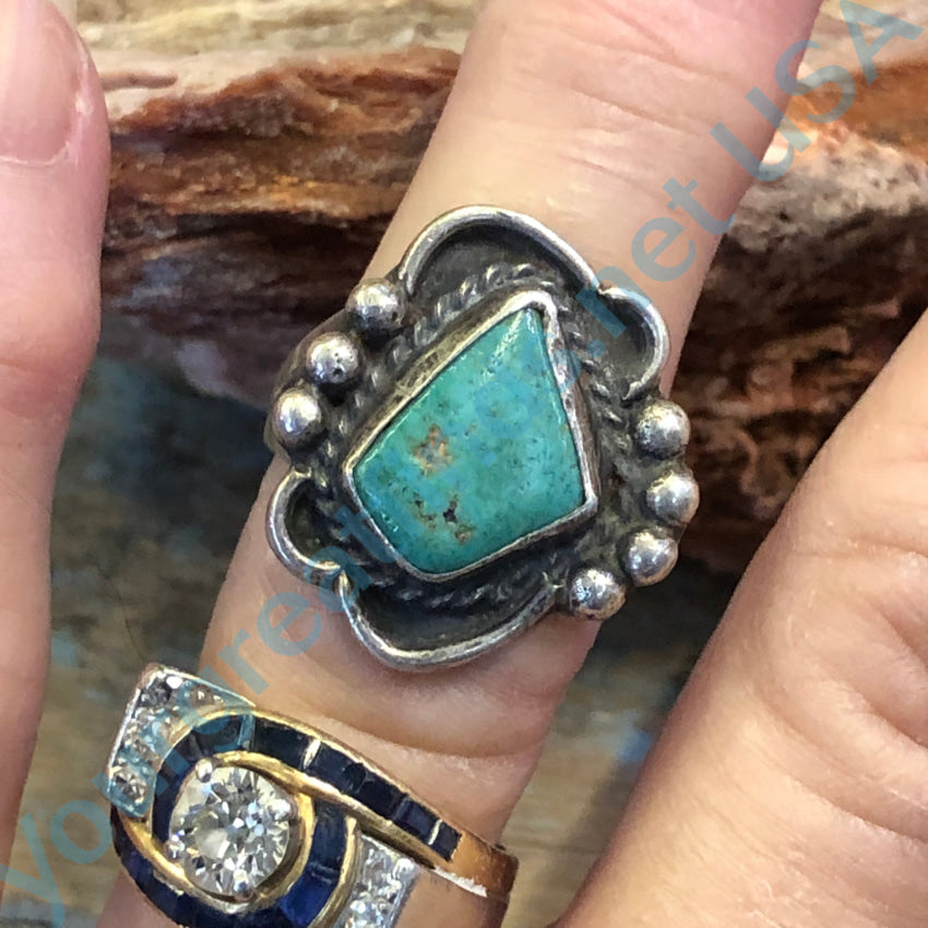 Vintage Navajo Sterling Silver & Turquoise Ring Size 7