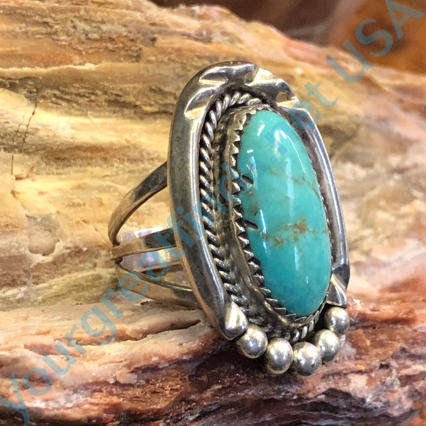 Vintage Navajo Sterling Silver Turquoise Ring Size 7 Bernice Bonney