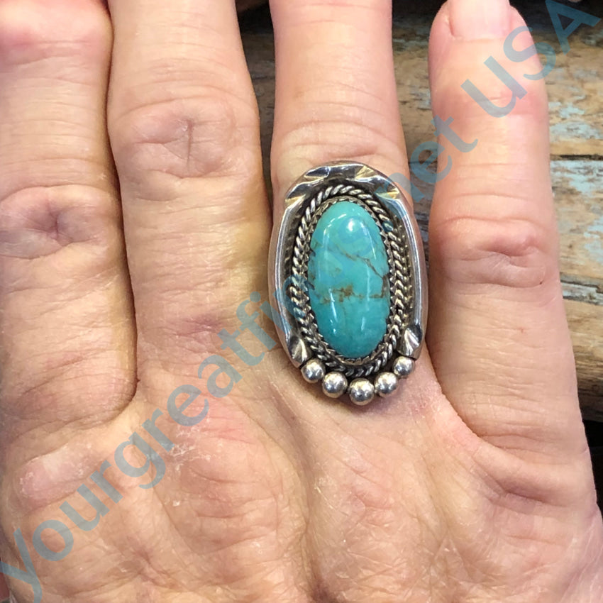 VTG Cea Brown Navajo sterling silver turquoise chip bypass ring discount b99b7