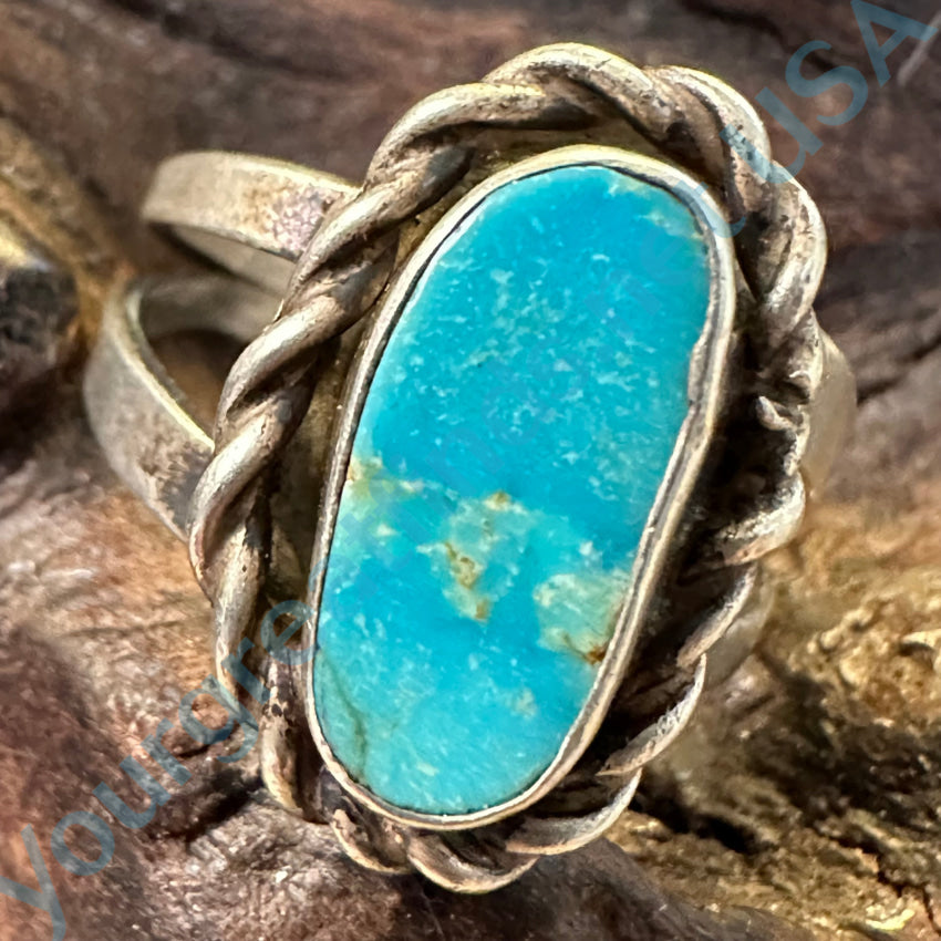 Vintage Navajo Sterling Silver &amp; Turquoise Ring Size 8 1/4