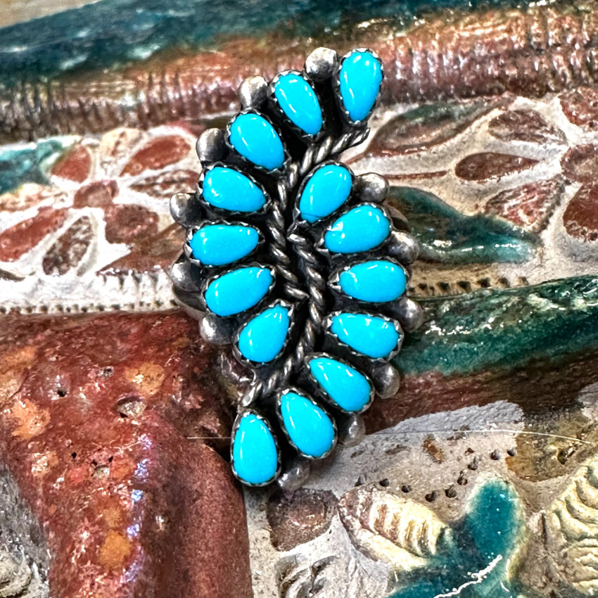 Vintage Navajo Sterling Silver & Turquoise Ring Size 8