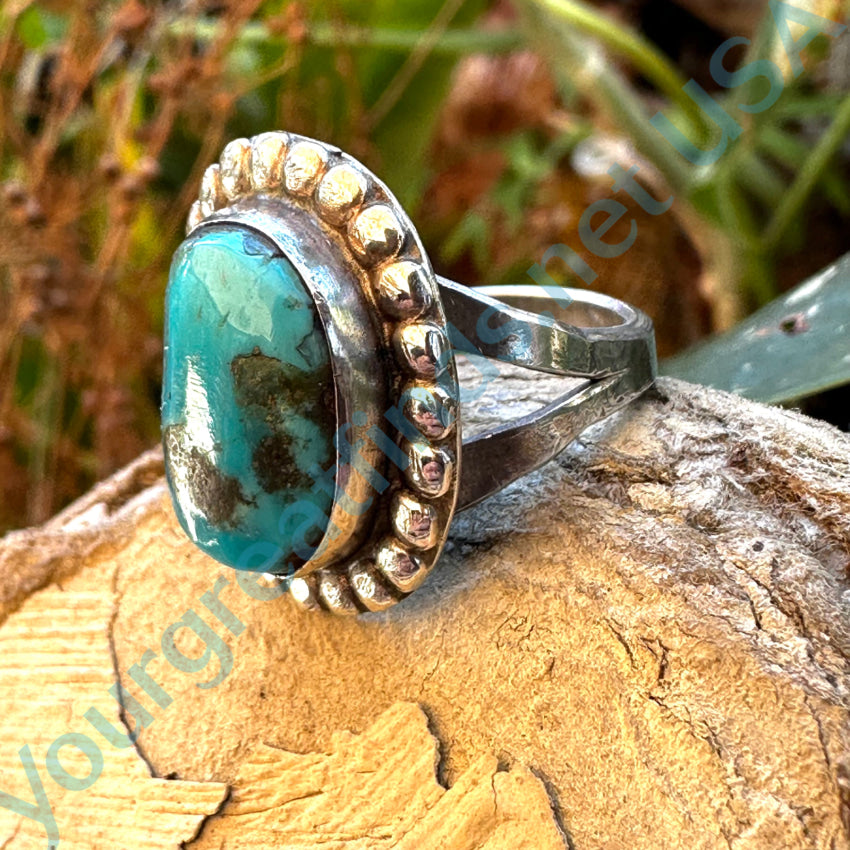 VTG NAVAJO on sale STERLING SILVER TURQUOISE RING #A178