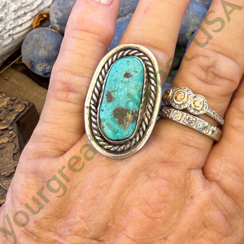 Vintage Navajo Sterling Silver Turquoise Ring Size 8 earrings