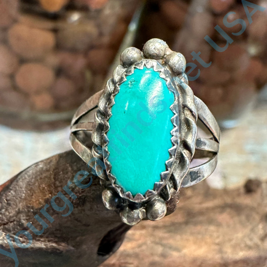 Vintage Navajo Sterling Silver Turquoise Ring Size 9