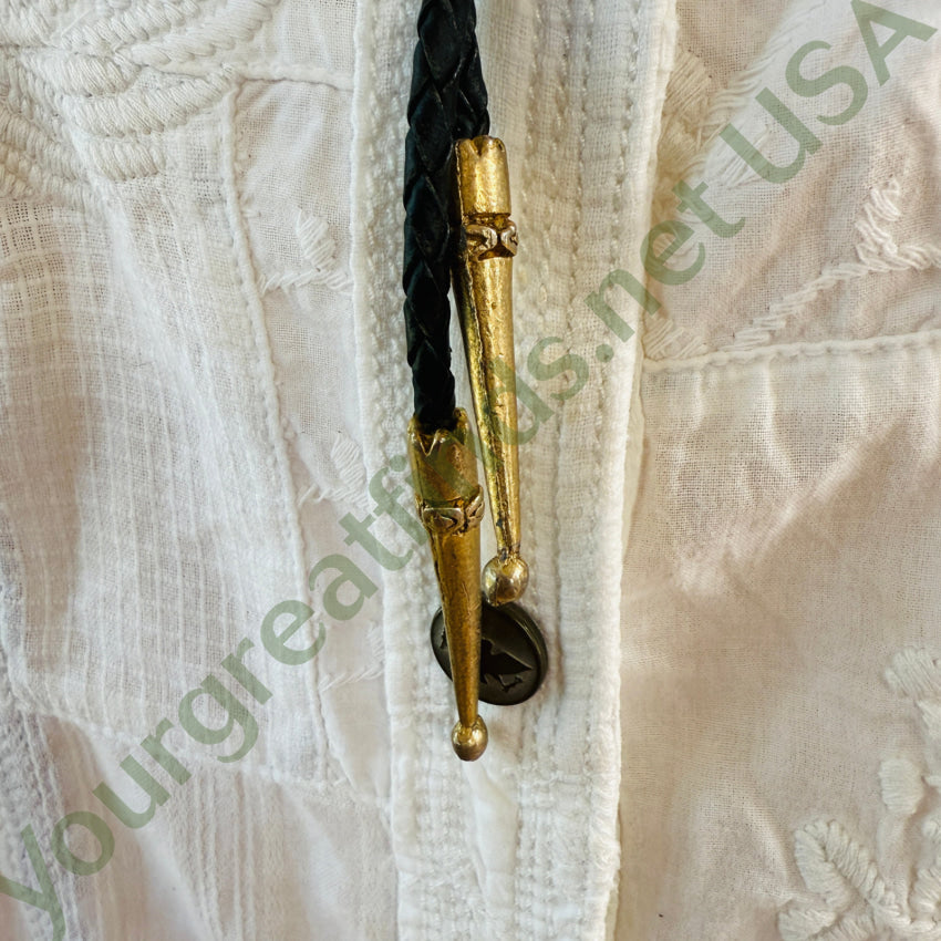 VIntage Navajo Sterling Silver & Turquoise Rosette Leather Bolo Tie bolo tie