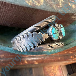 Vintage Navajo Sterling Silver Turquoise Row Bracelet - Yourgreatfinds