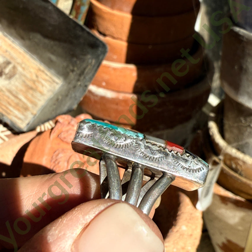 Vintage Navajo Sterling Silver Turquoise Sampler Ring 7.5 ring