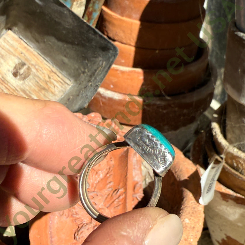 Vintage Navajo Sterling Silver Turquoise Sampler Ring 7.5 ring