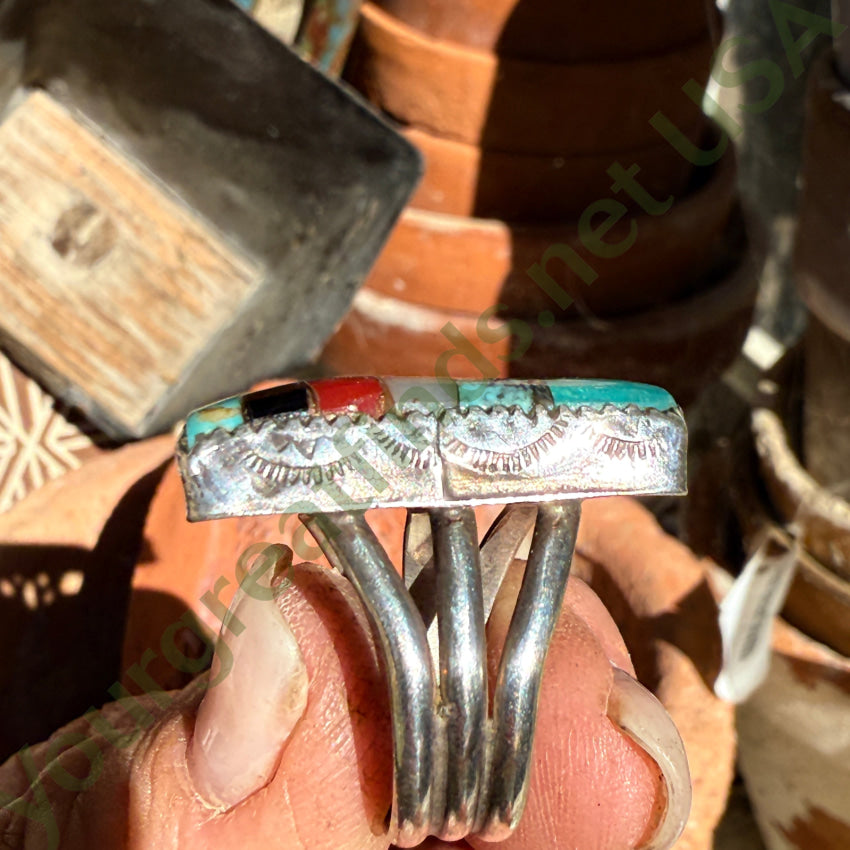 Vintage Navajo Sterling Silver Turquoise Sampler Ring 7.5 ring