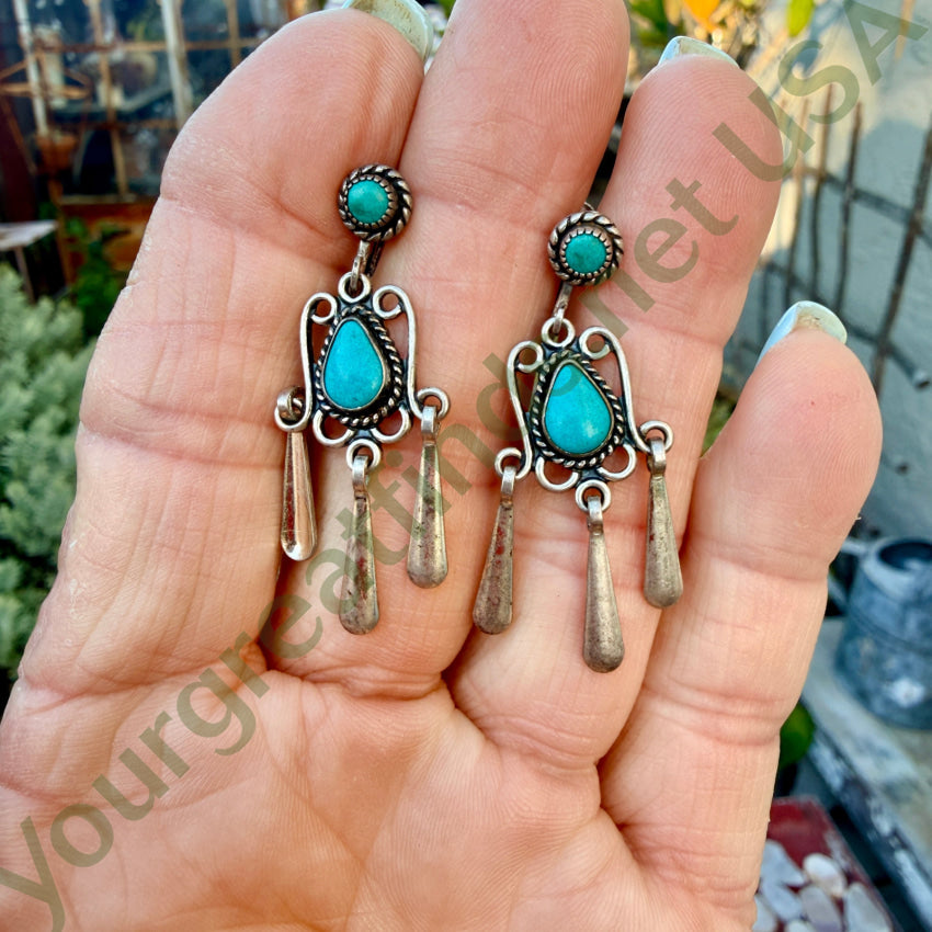 Vintage Navajo Sterling Silver & Turquoise Screw Back Earrings earrings