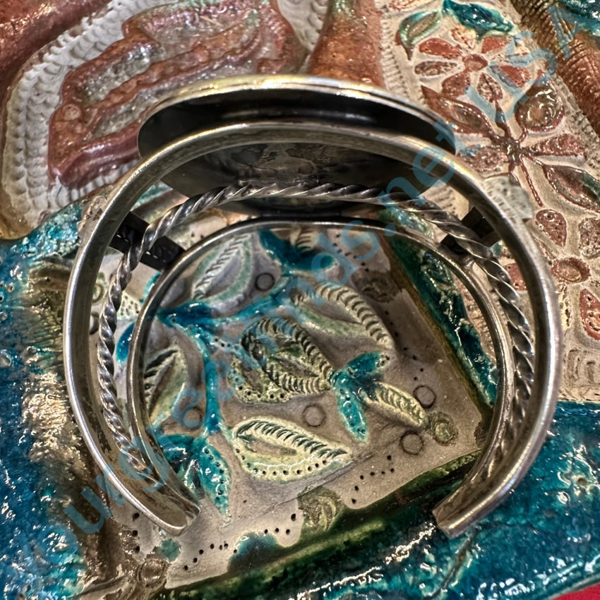 Vintage Navajo Sterling Silver Turquoise Shadow Box Bracelet