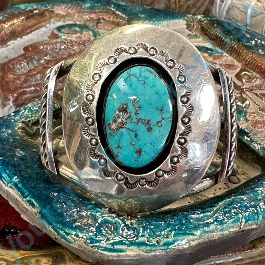 Vintage Navajo Sterling Silver Turquoise Shadow Box Bracelet