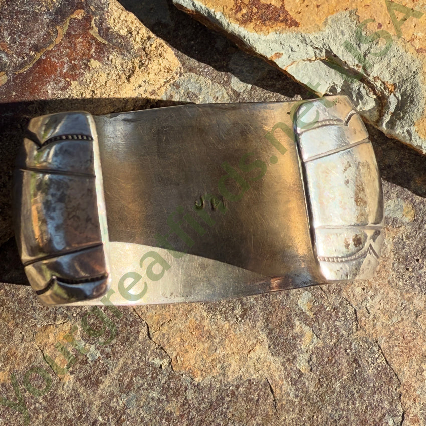 Vintage Navajo Sterling Silver Turquoise Shadowbox Cuff Bracelet Bracelet