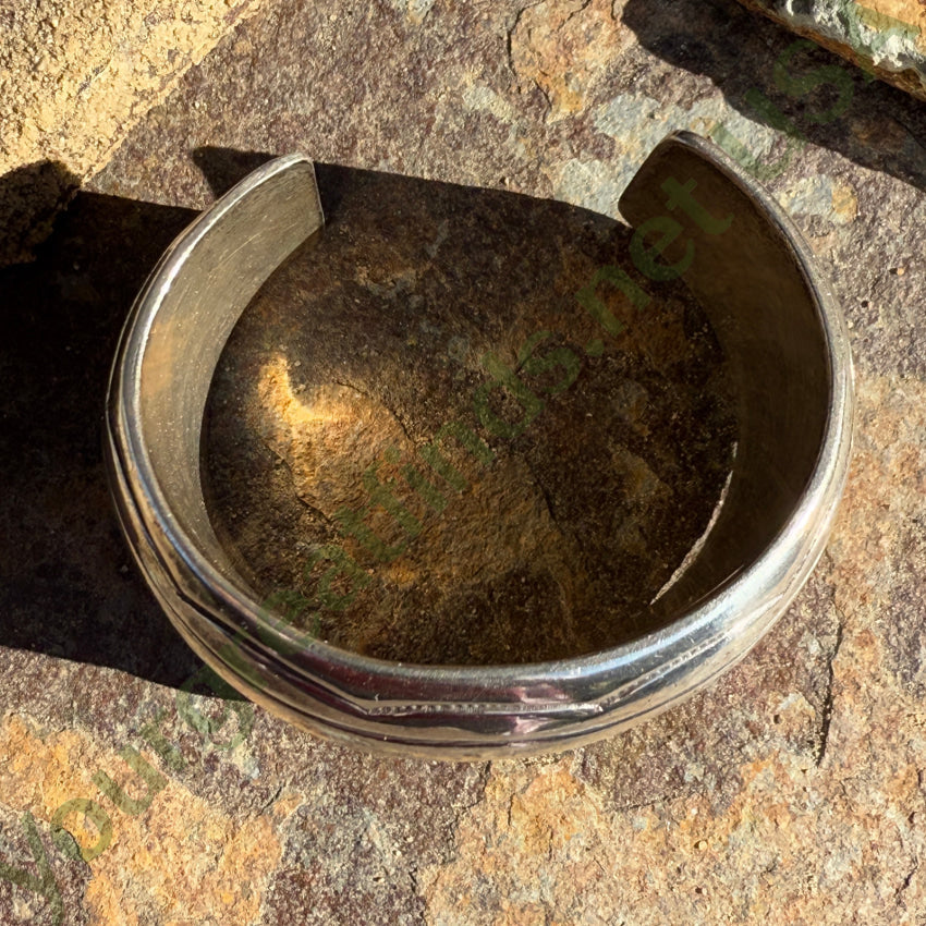 Vintage Navajo Sterling Silver Turquoise Shadowbox Cuff Bracelet Bracelet