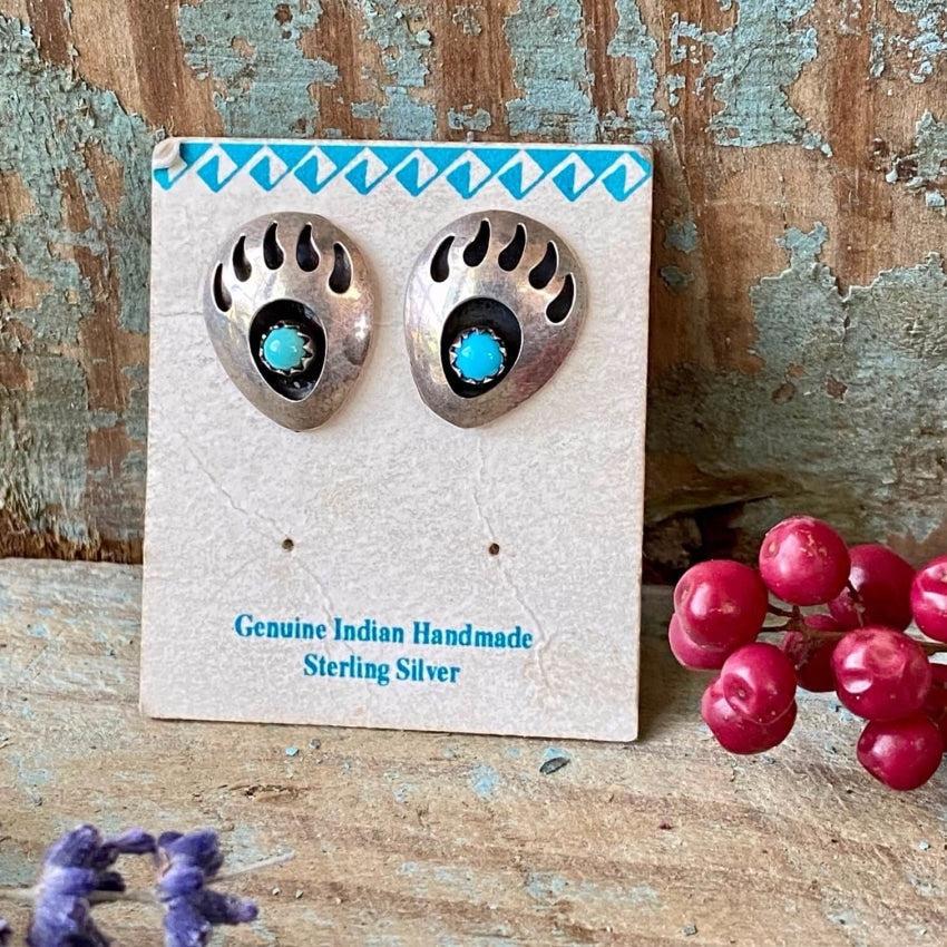 Vintage Navajo Sterling Silver Turquoise Shadowbox Earrings Yourgreatfinds