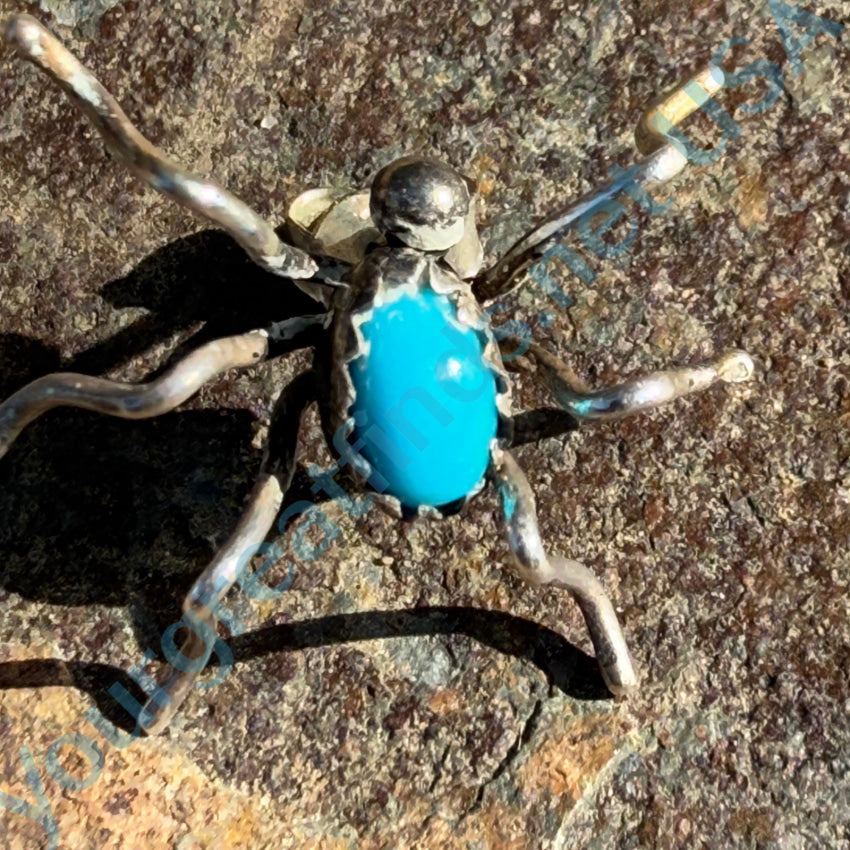 Vintage Navajo Sterling Silver & Turquoise Spider Pierced Earrings Earrings