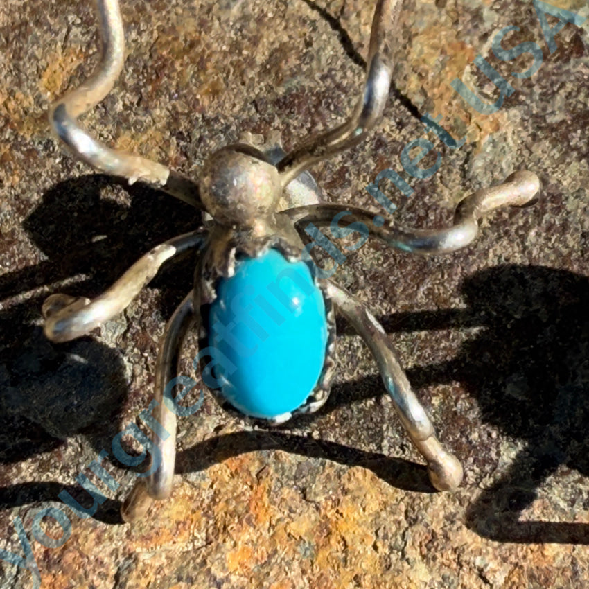 Vintage Navajo Sterling Silver & Turquoise Spider Pierced Earrings Earrings