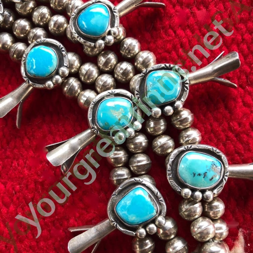 Vintage Navajo Sterling Silver Turquoise Squash Blossom Necklace Yourgreatfinds