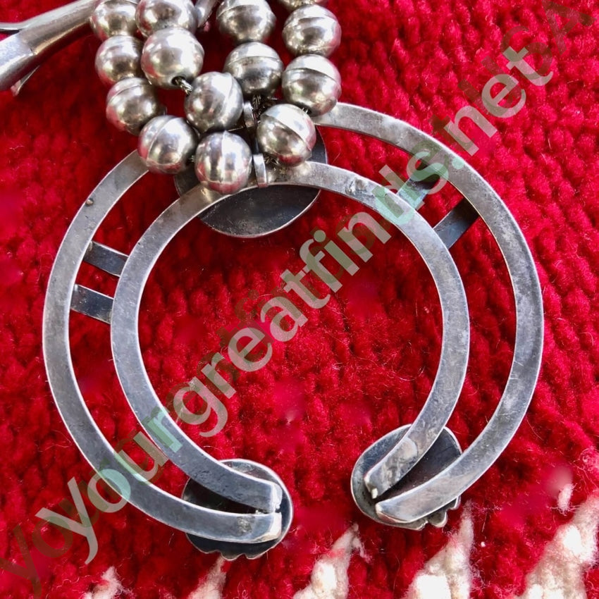 Vintage Navajo Sterling Silver Turquoise Squash Blossom Necklace Yourgreatfinds