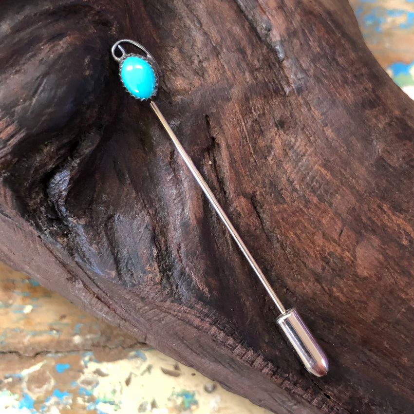 Vintage Navajo Sterling Silver & Turquoise Stick Pin Stick Pin