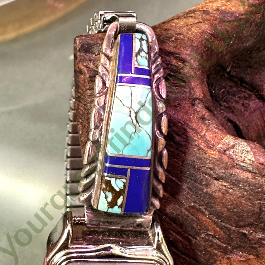 Vintage Navajo Sterling Silver & Turquoise Watch Band Plates Watch Band Plates