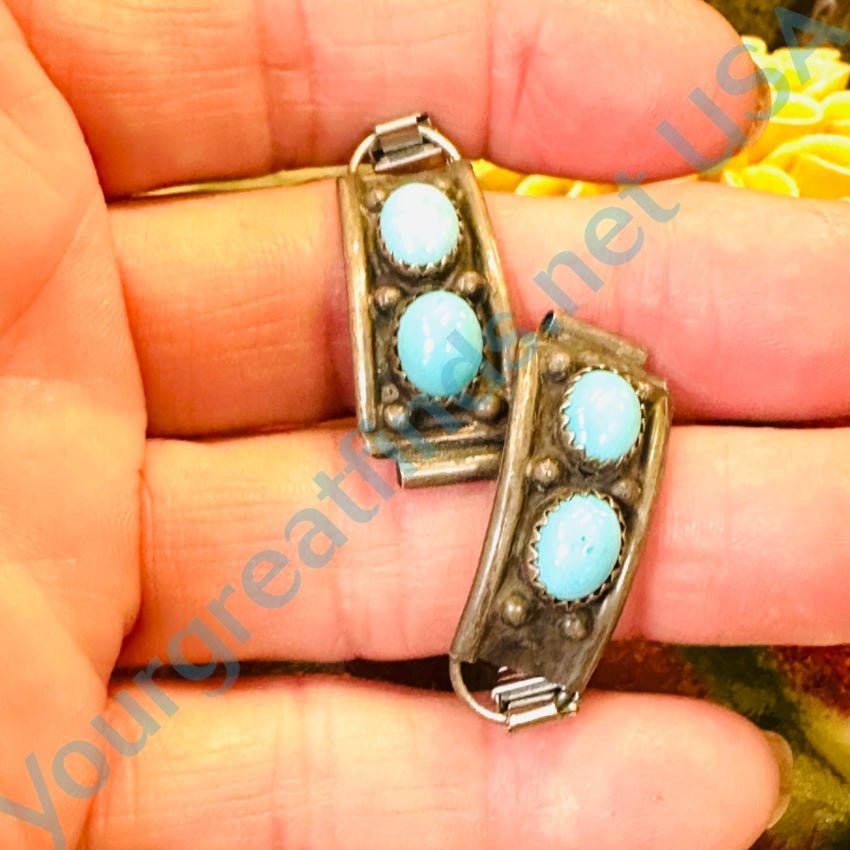 Vintage Navajo Sterling Silver Turquoise Watch Band Plates
