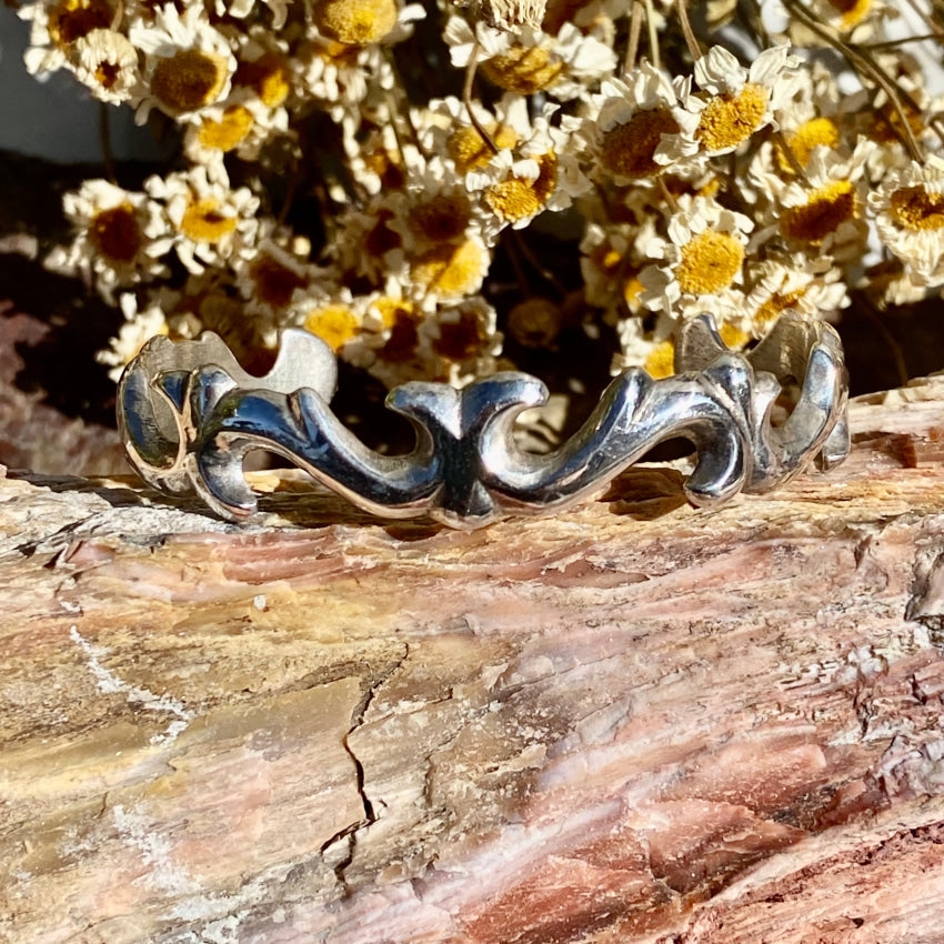 Vintage Navajo Tufa Stone Cast Sterling Silver Bracelet Bracelets