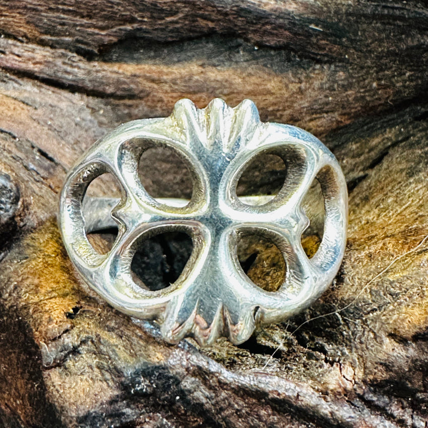Vintage Navajo Tufa Stone Cast Sterling Silver Openwork Ring Size 8