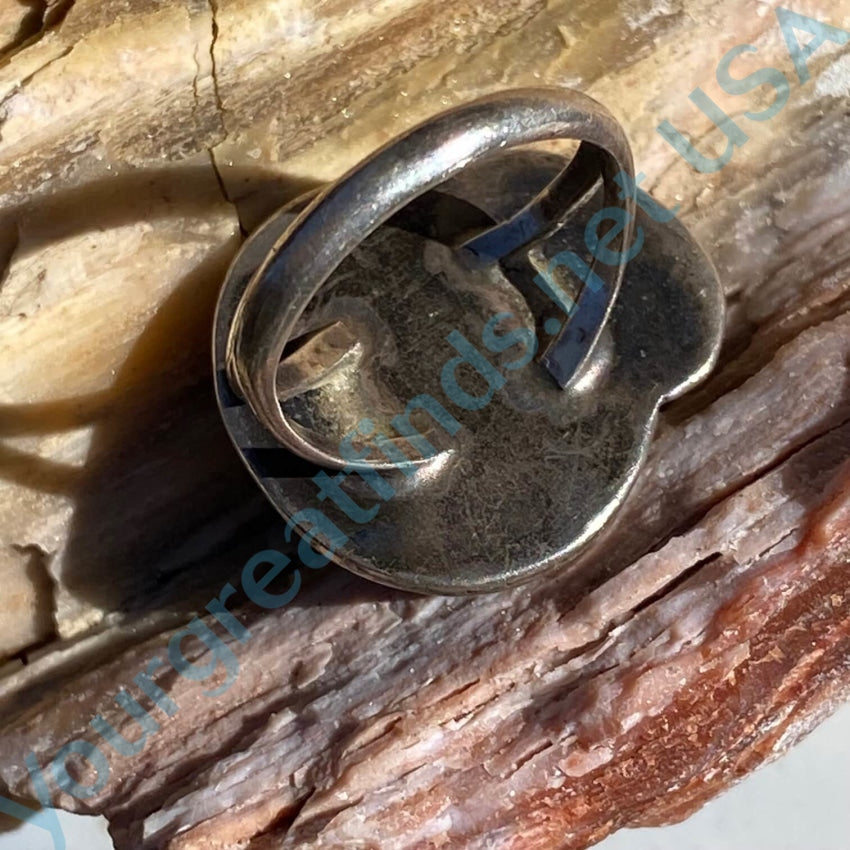 Vintage Navajo Turquoise One Feather Ring Sterling Silver 5.75