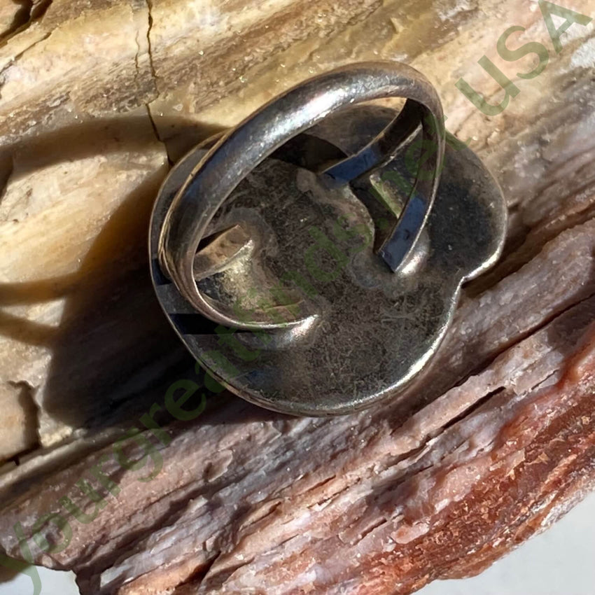 Vintage Navajo Turquoise One Feather Ring Sterling Silver 5.75