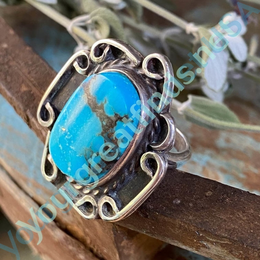 Vintage Navajo Turquoise Ring Sterling Silver Size 7 Yourgreatfinds