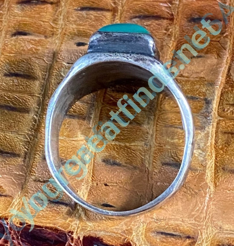 Vintage Navajo Turquoise Ring Time Worn Sterling Silver Size 10 Yourgreatfinds