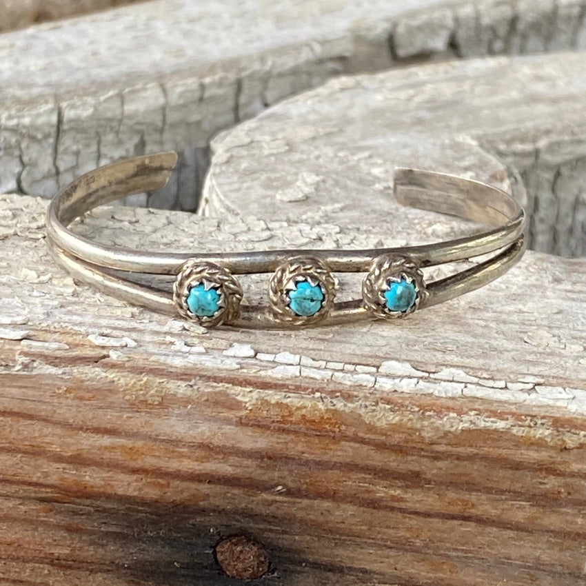 Vintage Navajo Turquoise Sterling Silver Childs Bracelet Bracelets
