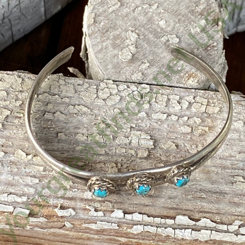 Vintage Navajo Turquoise Sterling Silver Childs Bracelet Bracelets