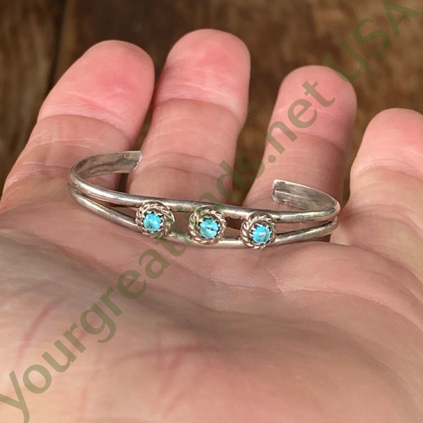 Vintage Navajo Turquoise Sterling Silver Childs Bracelet Bracelets