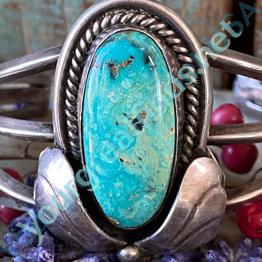 Vintage Navajo Turquoise Sterling Silver Cuff Bracelet Yourgreatfinds