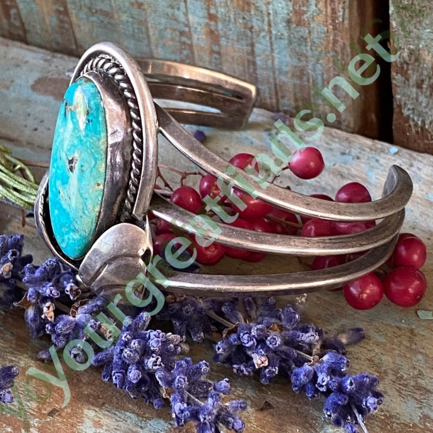 Vintage Navajo Turquoise Sterling Silver Cuff Bracelet Yourgreatfinds