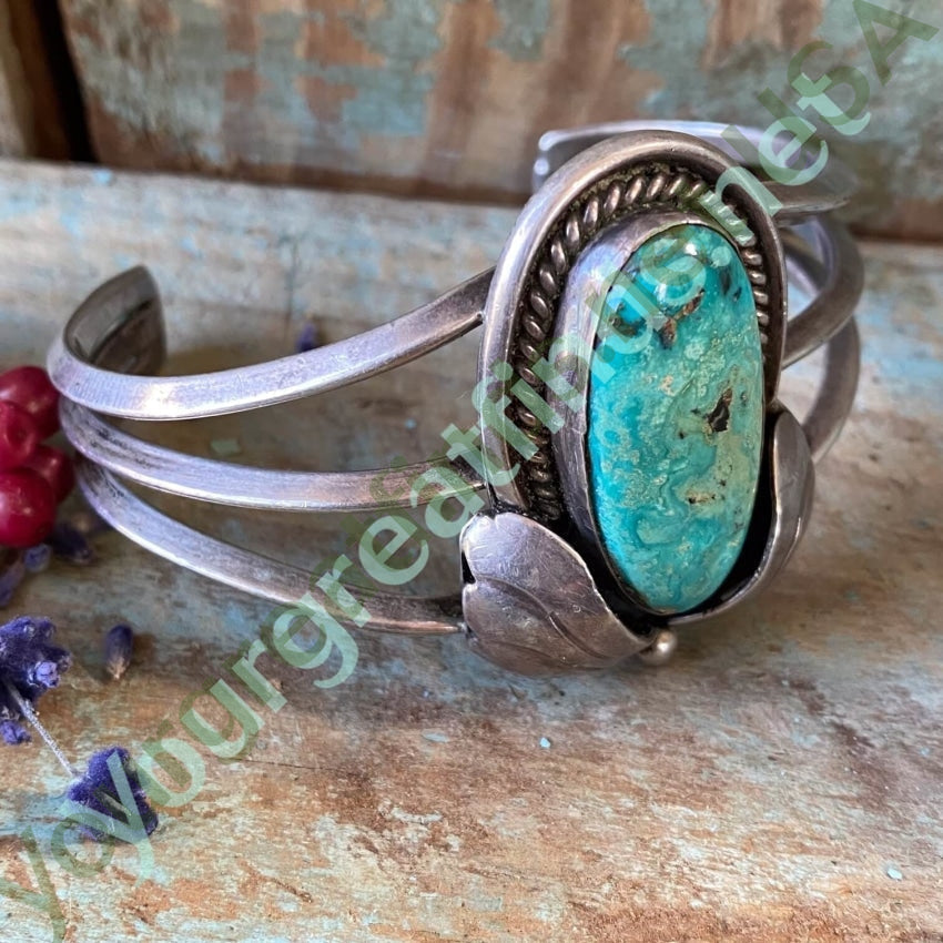 Vintage Navajo Turquoise Sterling Silver Cuff Bracelet Yourgreatfinds