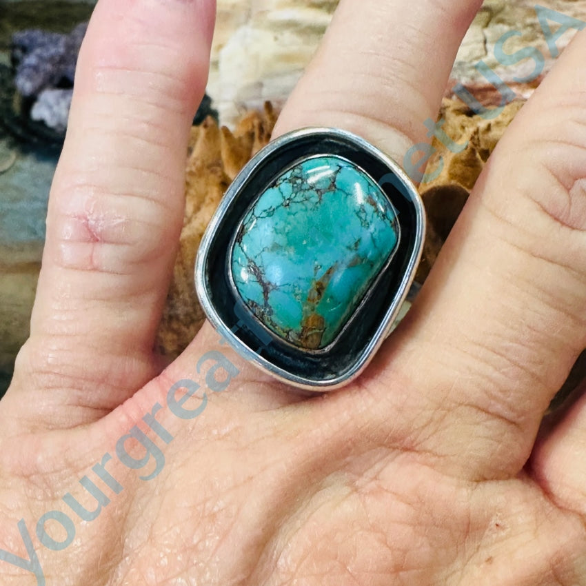 Vintage Navajo Turquoise Sterling Silver Ring Size 8