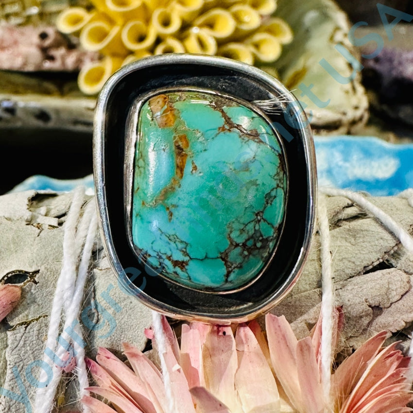 Vintage Navajo Turquoise Sterling Silver Ring Size 8