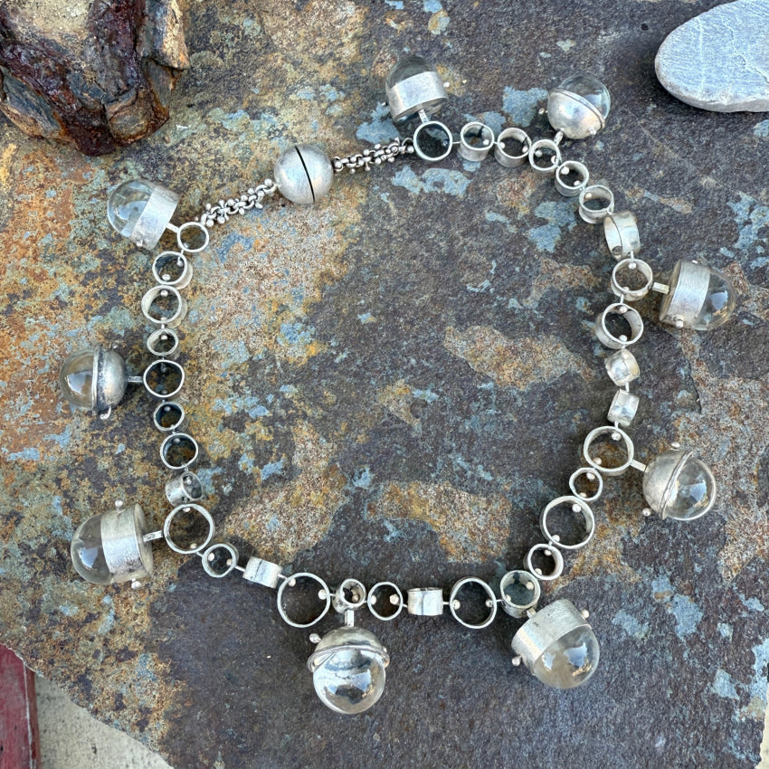 Vintage Necklace Mid-Century Modern Sterling Silver Glass necklace