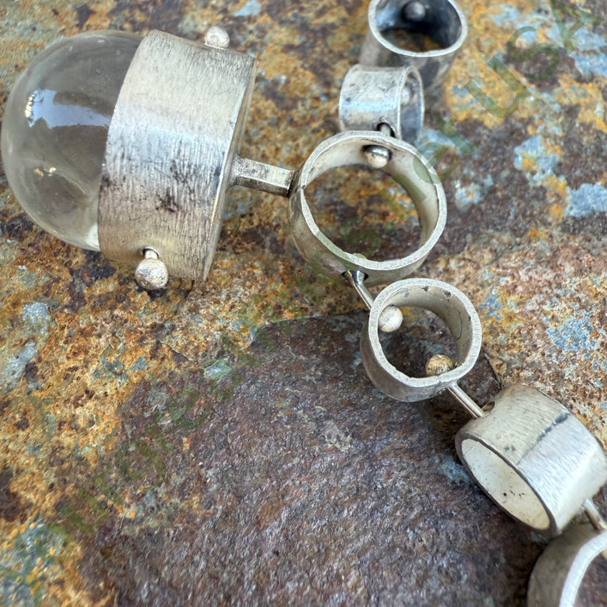 Vintage Necklace Mid-Century Modern Sterling Silver Glass necklace