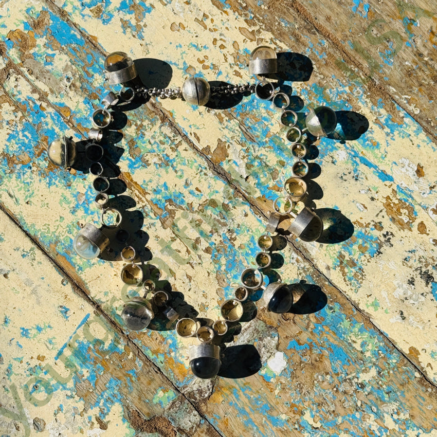 Vintage Necklace Mid-Century Modern Sterling Silver Glass necklace