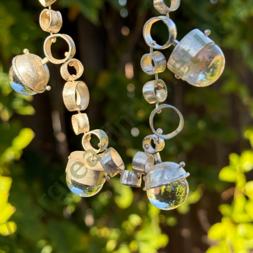 Vintage Necklace Mid-Century Modern Sterling Silver Glass necklace