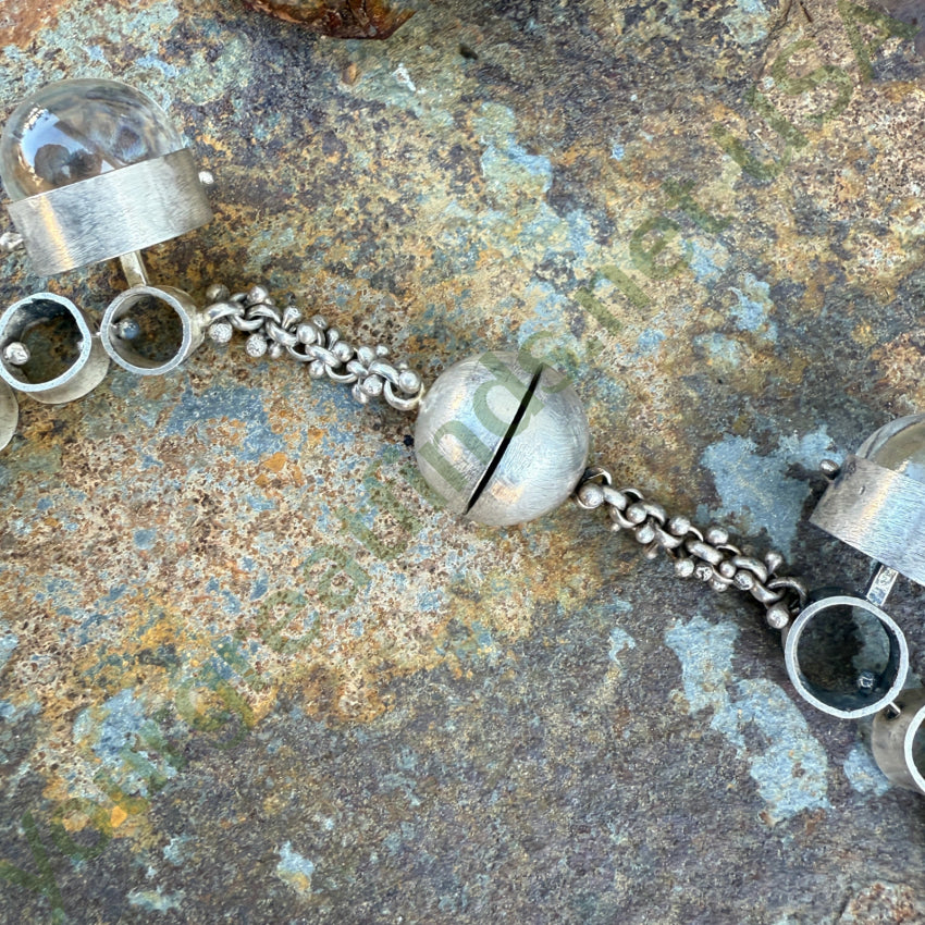 Vintage Necklace Mid-Century Modern Sterling Silver Glass necklace