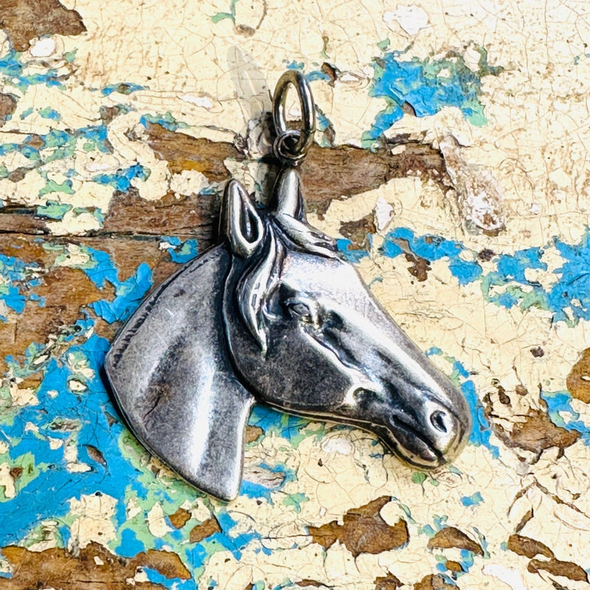 Vintage Nickel Silver Horse Head Pendant / Charm