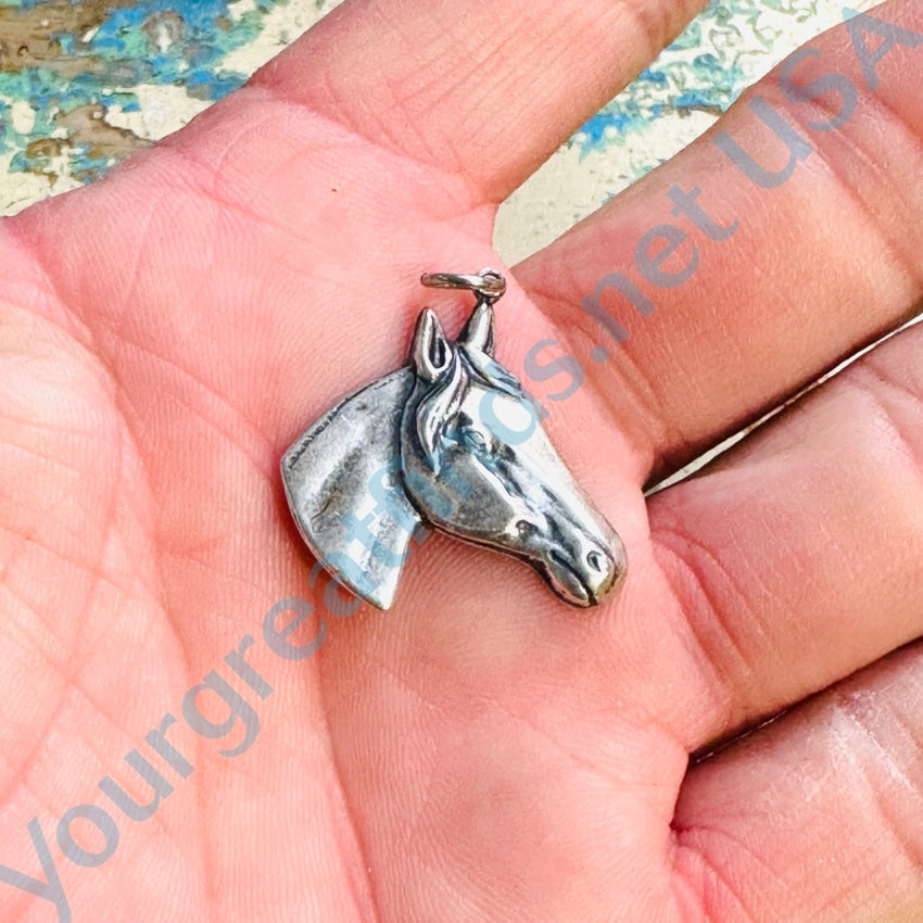 Vintage Nickel Silver Horse Head Pendant / Charm