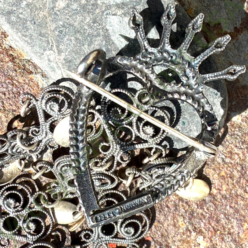 Vintage Norwegian Sterling Silver 925S Solje Heart Crown Wedding Brooch Pin pin
