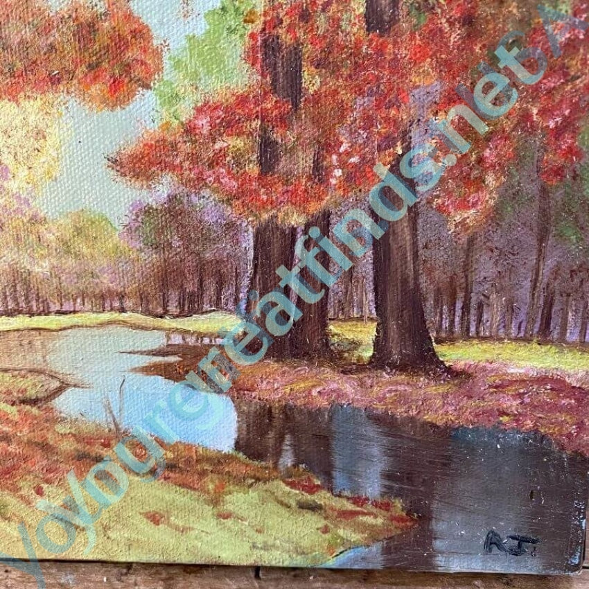 Vintage Oil on Canvas Hand Painted Fall Landscape Painting Yourgreatfinds